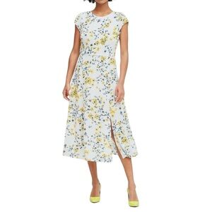 Banana Republic Ecovero Ditsy Floral Cap Sleeve Crewneck Midi Sheath Dress 2